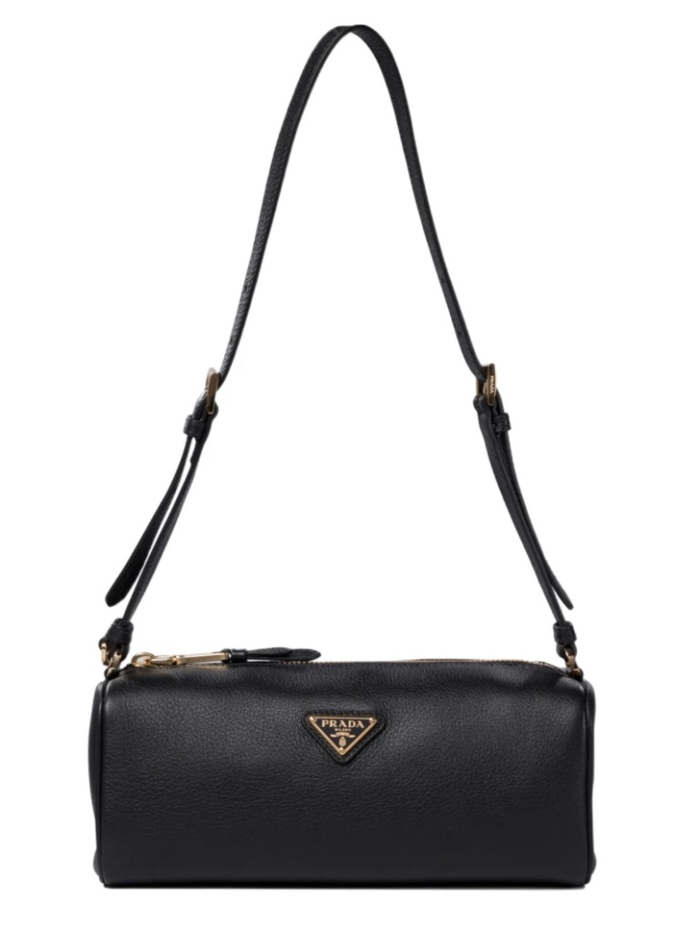 Prada | Bag | Prada Logo Plaque Zipped Shoulder Pouch/Bag | Black Pebbled